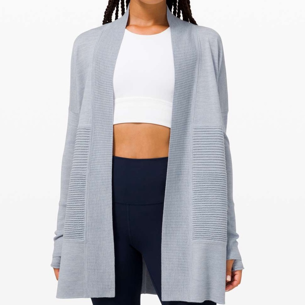 Lululemon Cardigan Sweater “Sit In Lotus Wrap II”
Heathered Chambray - Picture 2 of 9